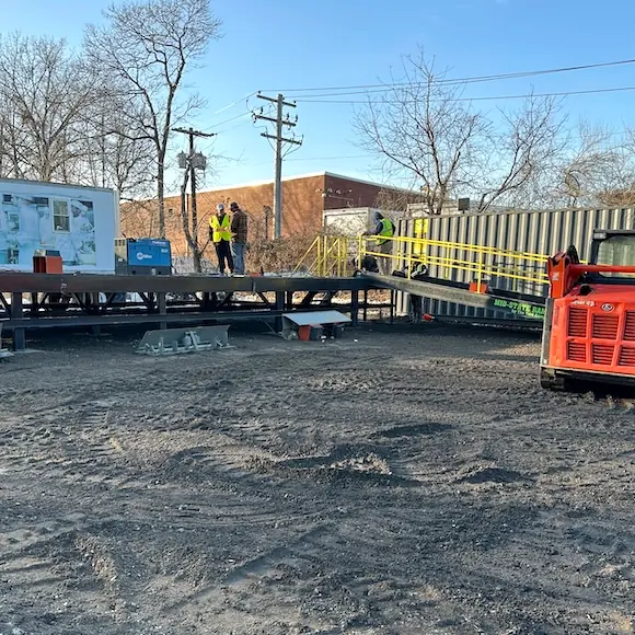Installing a cross-dock platform in Long Island.